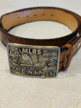 MLRS Multiple Launch Rocket System Solid Brass Vintage Buckle & Leather Belt